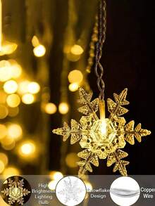 1pc Snowflake Window Curtain Light, LED Christmas Atmosphere Night Light, 96 LED Fairy Lights USB Powered With Remote Control, Christmas Tree Decor Light, For Home Decor, Bedroom Decor, Holiday Party Decor, Game Room Decor, Party Decor Light, Birthday Party Decor, Outdoor Decor, Wedding Decor, Bedroom, Study, Reading Room, Bathroom Decor