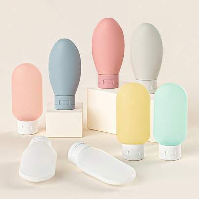 4/3 peças de sílica gel para cuidados com a pele, cosméticos, xampu, gel de banho, bolsa de armazenamento, amostra, subembalagem, conjunto de embalagem portátil para viagem, garrafa vazia, limpador facial, produtos para cuidados com a pele, creme para as mãos, garrafa de loção de extrusão de plástico PE, conjunto de embalagem para viagem, conjunto de garrafas reutilizáveis para viagem, loção, xampu, gel de banho, garrafa de enchimento, recipiente portátil para cosméticos líquidos, ferramenta reutilizável