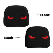 2pcs Red Eye Car Headrest Covers - New Design Fits All Vehicles, Easy Installation - Funny Car Interior Decor For Drivers & Passengers - Durable Fabric Headrest Protectors With Eye-Catching Print