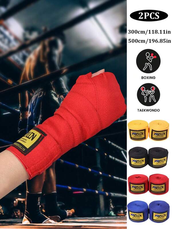 2pcs 5m/3 Meters Boxing Wraps, Sports MMA Hand Wraps, Muay Thai Hand Wraps, Elastic Bandage For Fighting, Boxing Training Hand Wraps, Combat Protective Gear