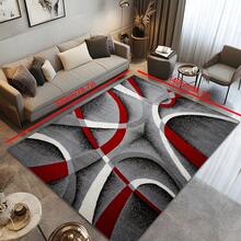 1pc Luxury Elegant Minimalist Modern Abstract Geometric Lines Area Rug, European & American , Red-Gray Rectangular Soft Faux Wool Washable Carpet, Suitable For Living Room, Bedroom, Entryway, Bathroom, Hallway, Patio, Kitchen, Indoor Outdoor, All Season Large Size Mat, Home Decor - Multicolor - View 18