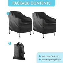 Outdoor Furniture Covers Waterproof Chair Covers,Patio Furniture Covers Waterproof, Basics Outdoor Patio Chair Cover Waterproof, Anti-UV Outdoor Chair Covers, Durable Outdoor Furniture Cover, Set Of 2, Black