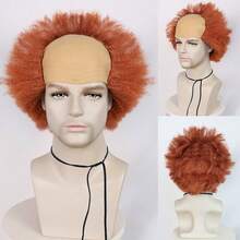 Synthetic Hair Bald Wigs - Party Horror Clown Joker Devil Wig & Old Man With Beard Grandpa Wig & Monk/Wizard Wig & Thick Bald Skin Head Hairless Fake Skull Wig & Short Curly Funny Holiday Cosplay Wig, Christmas Disco Rocker Ghost Evil Scary Killer Costume Hairpieces, Movie Character Fake Hair, Creepy Masquerade Balls, Birthday Celebration Decor/Props