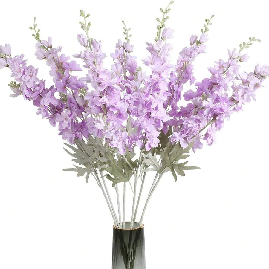 1/3 pieza Flores artificiales de Delphinium 33" Flores de Espuela de Caballero de seda Tallo largo falso Arreglo floral artificial para decoración del hogar, oficina, jardín, boda, mesa, jarrón