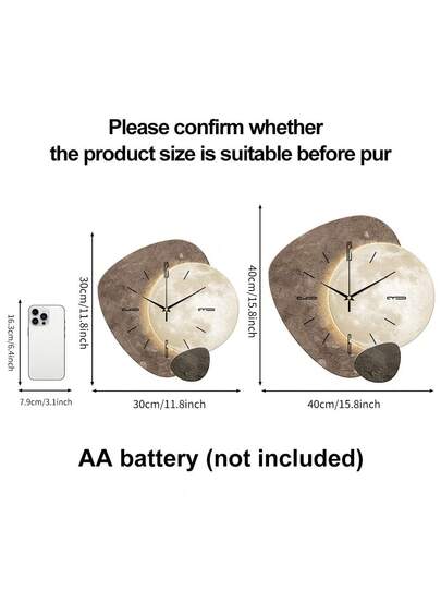 1pc 2D Flat Textured Planetary Blocks Silently Wand Clock, Super Silent Quartz Movement, No Ticking, ating Clocks In Living Rooms, Bedroom, Offices, Kitchens, Cafes, Perfect ative Friends Family Home Room view 6