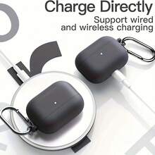 Soft Silicone Shock-Proof Protective Case With Keychain For AirPods 4, Compatible With AirPods Pro 2