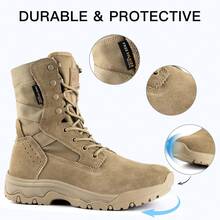 FREE SOLDIER Women's 8-Inch Tan-Thin Suede Leather Lightweight Hiking Tactical Boots, Size 7 - Multicolor - View 2