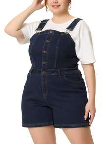 Plus Size Denim Overall Shortalls For Women Adjustable Jumpsuit Bib Jean Shorts Denim Overalls Going Out Summer Dress - Dark Blue - View 2