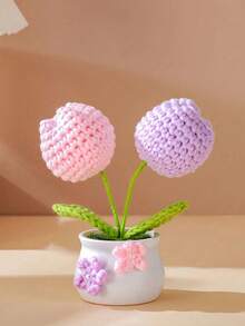 1pc Handmade Crochet Sunflower & Tulip Decor, Suitable For Christmas Party, Home Room, Birthday, Holiday Gift, Celebration - Multicolor - View 11