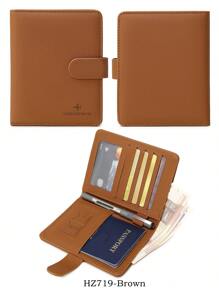 MIYIN 1 pièce Porte-passeport minimaliste accessoire de voyage - rangement pratique Porte-passeport multi-cartes en PU - fermeture par pression motif avion fournitures de vacances articles de voyage Portefeuille de passeport accessoires de voyage affaires décontractées femme et homme indispensables de voyage incontournables pour le voyage et la rentrée scolaire pour offrir à la famille, aux amis, aux amoureux