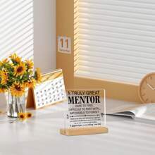 1 Stück Acryl-Wertschätzungsplakette für Chef, Lehrer - Motivierendes Dankeschön-Geschenk, Büro-Schreibtisch Dekoration mit Holzständer