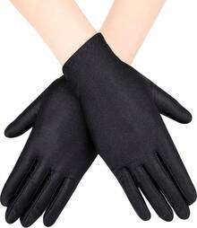 SATINIOR 6 Pairs Black White Kid Costume Glove Short Cosplay Glove Girl Boy Dress Up Halloween Party Opera Accessories - 黑色 - 查看 3
