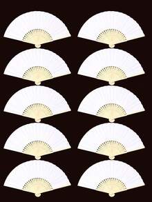 10 piezas/20 piezas Abanicos de papel de bambú plisado de 21 cm de color natural, abanicos plegables en blanco, abanicos de papel de bambú de un solo unicolor, recuerdos de eventos del campus en la temporada de regreso a clases, abanicos plegables portátiles de verano, promoción publicitaria, suministros para bodas, abanicos plegables de unicolor, abanicos de papel de bambú de unicolor para pintar