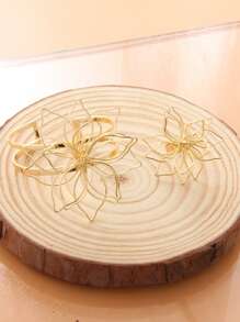 مجموعة سوار وخاتم بتصميم زهرة مجوفة عصرية، مناسبة للارتداء اليومي للنساء 2 قطعة/مجموعة