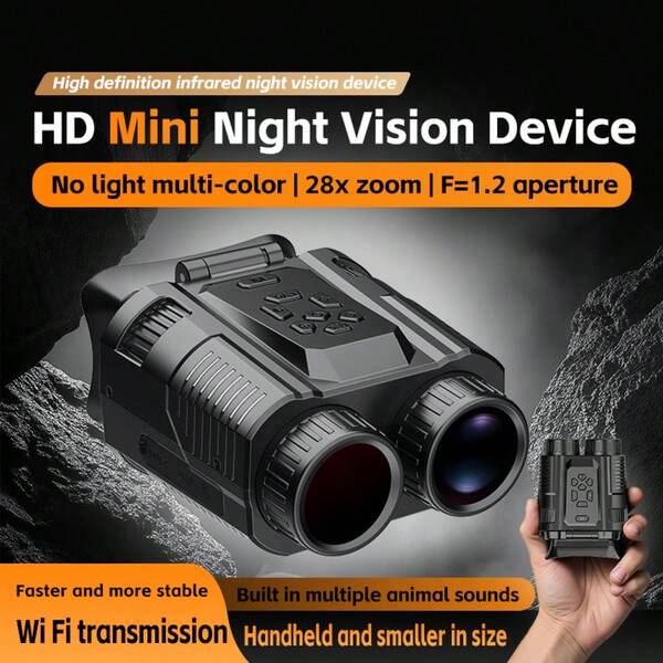 HD Mini Night Vision Device With Wi-Fi For Transmitting Video And Photos To Smartphones, 4k Video Recording Resolution, Up To 64 Million Pixels, Up To 28x Zoom With Manual Rotation, 3600mAh Battery That Is Replaceable And Removable, Battery Life Of Up To 8 Hours, And Capable Of Night Vision Shooting In Low Light