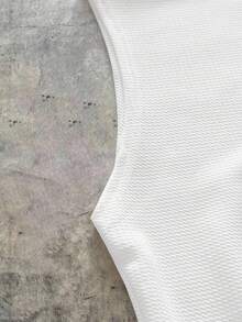 男士字母贴花背心，无袖纯白色运动时尚背心，男友礼物 - 白色 - 查看 5