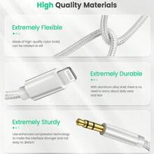 AUX Audio Cable To 3.5 Mm Jack Speaker Cable Compatible With IPhone 14 13 12 11 7 8 X XS MAX XR Car Headphone Headset Aux Converter Audio Jack