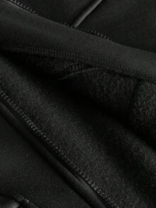 男士针织休闲宽松长袖连帽运动衫，学校 - 黑色 - 查看 4