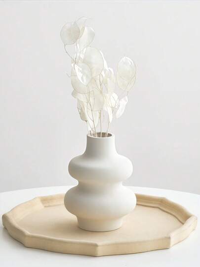 1pc Ceramic Vase, Round Moderne Dried Flower Pampas Boho Home Centerpiece Wedding Dinner Tafel Living Room Office Bedroom, Ho warming (Please Check Size In mation Be Purchasing) Glass Vase view 2