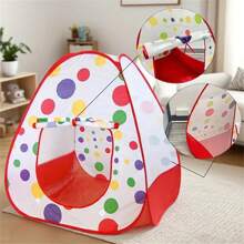 Namiot dziecięcy w czerwone kropki, 4-panelowy, odpowiedni dla chłopców i dziewczynek, składany i łatwy do przechowywania – namiot do zabawy dla dzieci do użytku wewnątrz i na zewnątrz, domek do odgrywania ról, najlepszy prezent urodzinowy/świąteczny dla dzieci, dekoracja na Boże Narodzenie/Halloween (styl losowy)