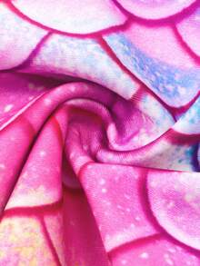 Young Girl Mermaid Tail One-Piece Swimsuit - Hot Pink - View 6