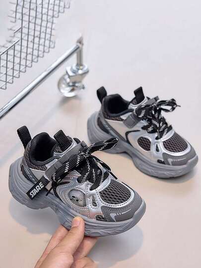 1 Par de Tênis com Sola Grossa Unissex, Absorção de Choque Anti-Derrapante, Sapatos Casuais Versáteis e Fashion, Sapatos de Corrida Respiráveis para Estudantes, Adequados para Uso Diário e Atividades ao Ar Livre na Primavera/Outono