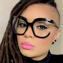 1PC Women's Fashion Eyeglass Frame Personality Half Frame Eyeglass Frame Non-Prescription Glasses - 黑色 - 查看 2