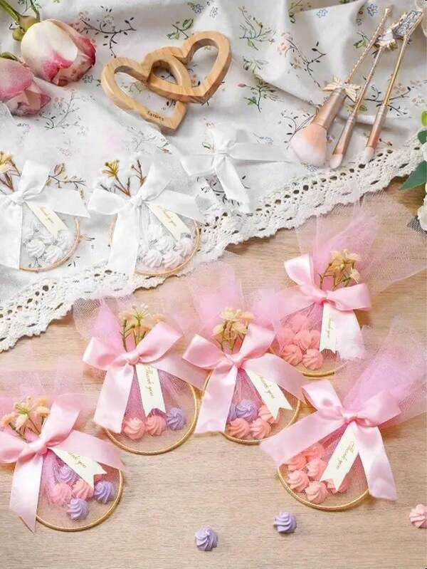 Bolsas de regalo pequeñas para bodas, velo de boda blanco/rosa para bolsas de regalo DIY, bolsas de regalo pequeñas para bodas, bolsas para dulces y galletas, bolsas de regalo pequeñas para fiestas, decoración de centros de mesa, adecuadas para banquetes de bodas, fiestas de regalos de la novia, bolsas de regalo pequeñas para fiestas temáticas