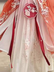 1 Bộ váy Hán phục phong cách Trung Hoa, váy Ruqun thời Đường cải tiến với họa tiết thêu tinh xảo và các yếu tố truyền thống Trung Hoa - Đỏ - Xem 8