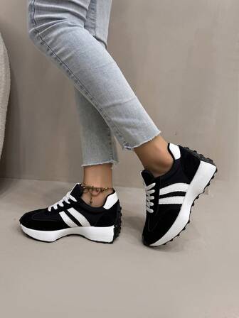 Zapatillas deportivas retro de suela gruesa para mujer