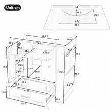 76 x 46 x 78,5 cm Mobile da bagno a terra, mobiletto lavabo, finitura completamente laccata, ripiani a doppia anta, cassetti silenziosi, ripiani su entrambi i lati, lavabo in ceramica integrato, blu