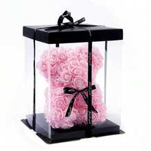1 pieza Caja de regalo transparente de material PET de 26cm/22cm/17cm, adecuada para chocolates, pasteles, suministros para fiestas, flores de Navidad, regalos de cumpleaños, decoraciones para fiestas de vacaciones, San Valentín, Halloween, aniversario, Navidad - Negro - Ver 10