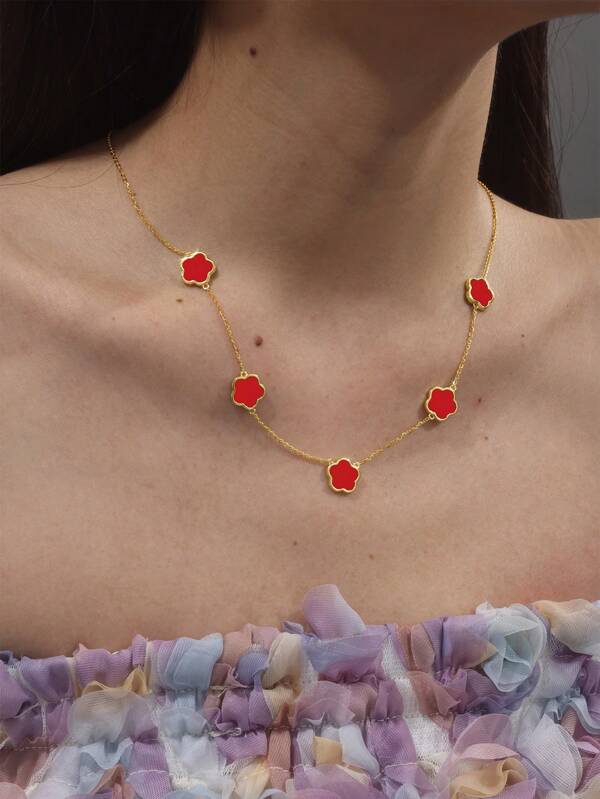 1pc S925 Sterling Silver Pendant Necklace, Fashionable & Sweet 5-Petal Flower Pendant Necklace For Women, Suitable For Dates, Casual, Small Parties, Birthdays, Valentine's Day Gifts