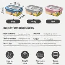 1 set de boîte à lunch compartimentée de couleur unie carrée avec couvercle et ustensiles, boîte à bento en plastique réutilisable pour micro-ondes, pour les travailleurs de bureau, les étudiants, les fêtes, l'extérieur, le camping, les pique-niques, les collations