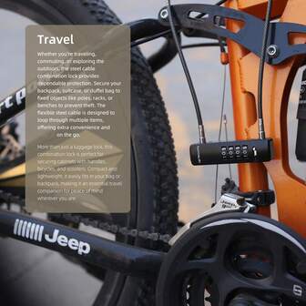 1个黑色4位便携式防盗密码锁，防水挂锁，防盗锁，重型金属户外挂锁，商务旅行必备行李锁，非常适合户外骑行、储物柜、围栏、工具箱、背包等。