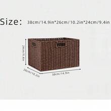 Cestas de mimbre para organizar, paquete de cestas de almacenamiento anidadas para estantes, cestas de almacenamiento de mimbre para estantes de baño, cesta de almacenamiento tejida a mano, caja de almacenamiento de unicolor, organizador para escritorio, soporte de TV, armario del dormitorio, cesta de almacenamiento de ratán tejido, caja de almacenamiento con asa - Caja organizadora de artículos varios, organizador de armario de paja - Multicolor - Ver 24