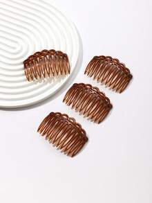 Bộ 4 chiếc/gói, lược cài tóc nữ thanh lịch màu trơn 8.5cm, chất liệu PS (Polystyrene), thích hợp sử dụng hàng ngày, làm phụ kiện tóc, lược cài đầu. - Nhiều màu - Xem 8