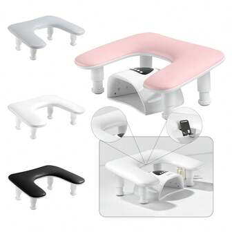 Height Adjustment Nail Arm Rest For Nails U-Shaped Manicure Nail Arm Rest Stand Microfiber Soft PU Leather Detachable Nail Art Hand Rest Pillow For Nail Cushion Tech