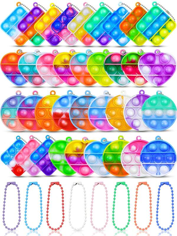 6/12/24 قطعة ألوان وأنماط عشوائية ألعاب تفكير للأطفال - سلاسل مفاتيح بوب بالجملة ألعاب حسية لتخفيف التوتر - حقيبة هدايا عيد ميلاد الفصل الدراسي - جوائز كرنفال (سلسلة ملونة)