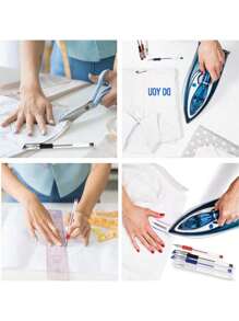 24pcs/Set 20 Mixed Color High Temperature Disappearing Fabric Marking Pens Refills With 4 Pen Holders, Heat Erasable Fabric Marker Pens For Sewing, Tailoring And Quilting (Random Red Pen Ink Color)