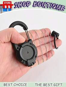 Llavero táctico con cremallera automática para exteriores, broche multifuncional con colgante, estuche retráctil de acero de 23.6 pulgadas, adecuado tanto para hombres como para mujeres, herramienta antirrobo multifuncional, portaplacas táctico, apto para actividades de camping, pesca, caza y golf.