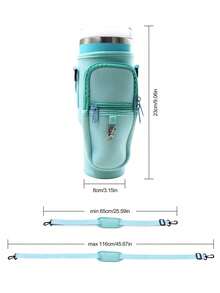 1PC Water Bottle Carrier Bag With Phone Pocket,Suitable For 40/30 Oz Tumbler With Handle With Adjustable Strap Bollus,Key Hook,Suitable For Hiking Travelling Camping Sports Water Bottle Case Insulated Bag Crossbody - Multicolor - View 8