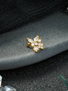 20G Dangle Nose Ring L Shaped Dangling Nose Stud For Women Stainless Steel Nose Ring Studs CZ Flower Dangle Nose Rings Hoops Nose Piercing Jewelry