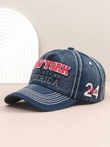1pc Letter Embroidered Retro Polyester Fabric Snapback Cap, Street Style, Suitable For Spring/Summer