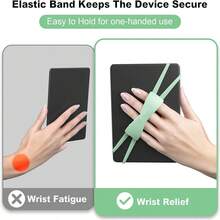 适用于 Kindle 和平板电脑的舒适手带、适合在床上阅读的 Kindle 配件、安全轻便的握持支架，适用于 4.7-8 英寸 Paperwhite/Kobo/Oasis/电子书/手机（黑色/粉色/绿色）