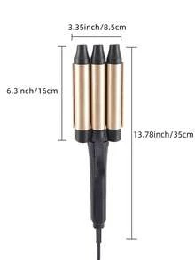 Three Barrel Curling Iron Wand Hair Waver, 25mm Ceramic Tourmaline Triple Barrels, Beach Wave Hair Curler, With Dual Voltage Crimper Hair Tool - EU C Type Plug(220-240V) - View 6