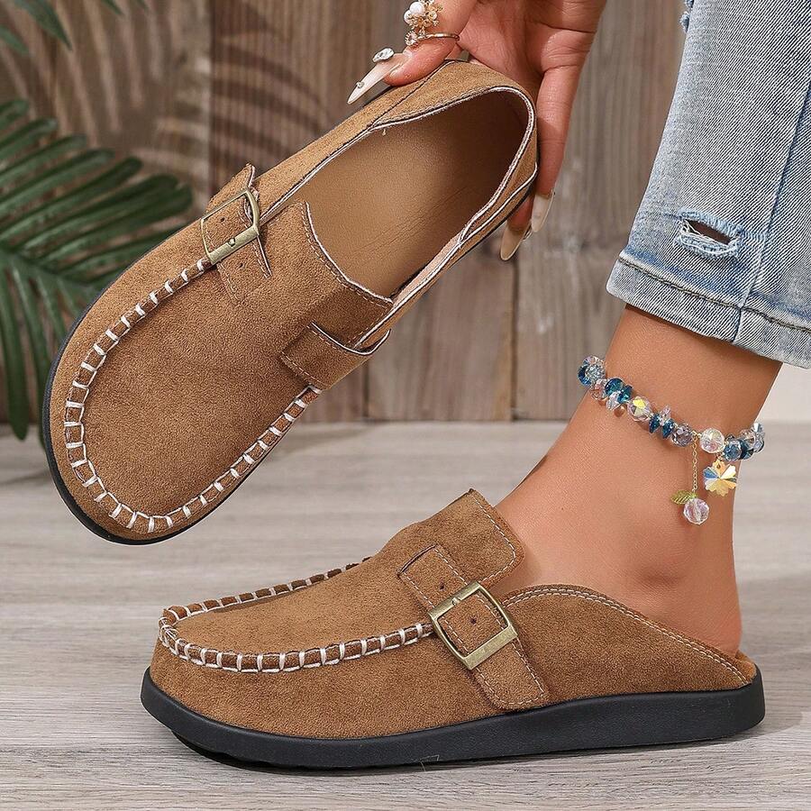 Nuevos mocasines planos de mujer con hebilla de cobre al estilo Ins, disponibles en 4 colores, casuales, cómodos y versátiles para uso diario, con suela antideslizante