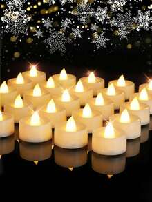24 Stück warmfarbige flammenloses LED-Kerzenlicht, 4,3 cm Nachtlicht Deko, flammenloses kleines LED-Kerzen, kreative Hochzeit Geburtstag Party Kerzen Deko Requisiten, herzförmiges Geschenk zum Valentinstag, Abschluss, flammenloses LED-Teelicht, batteriebetriebene realistische Kerzen, Hochzeitsdekoration, Tischdekoration, Outdoor-Dekoration, Party, Weihnachtsdekoration - warme Farbe - Übersicht 4