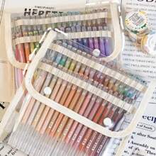 حقيبة أقلام شفافة سعة كبيرة، محفظة قرطاسية بطراز ياباني بسيط لفرش الرسم