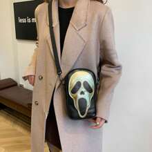 Pu 斜挎包，带拉链开合，适合户外斜挎包，节日单肩包，哥特式夏季礼物，适合大学新生，多功能感恩节包，情人节露营斜挎包贴纸，冬季返校情人节礼物，复古男士包，礼品包，斜挎包，春季复古包，学校用品斜挎包，印花迷你包，小包，斜挎包